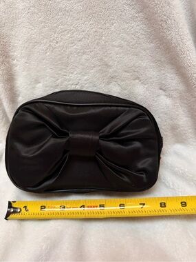 Dior Parfums Black Satin Bow Cosmetic Pouch / Evening Clutch